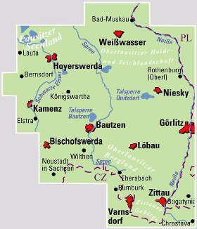 Blattschnitt Fahrradkarte Oberlausitz Lausitzer Seen ADFC Regionalkarte